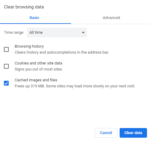 Chrome Clear Options