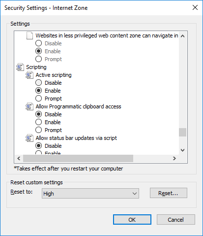 Scripting Options